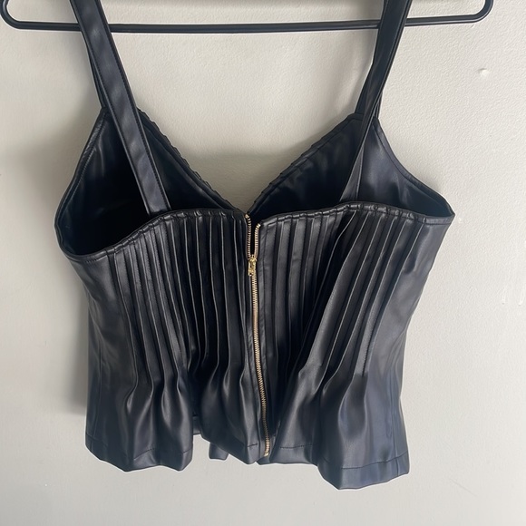 Black leather peplum shirt purchased at Anthropology - Picture 3 of 3